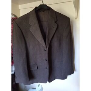 John Henry Men's Brown Wool Blend 42S Sport Coat Jacket‎ Three Button Woven